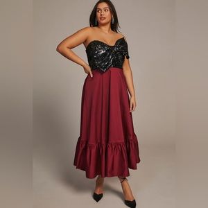 Anthropologie Hutch Sequin Bow Midi Dress..